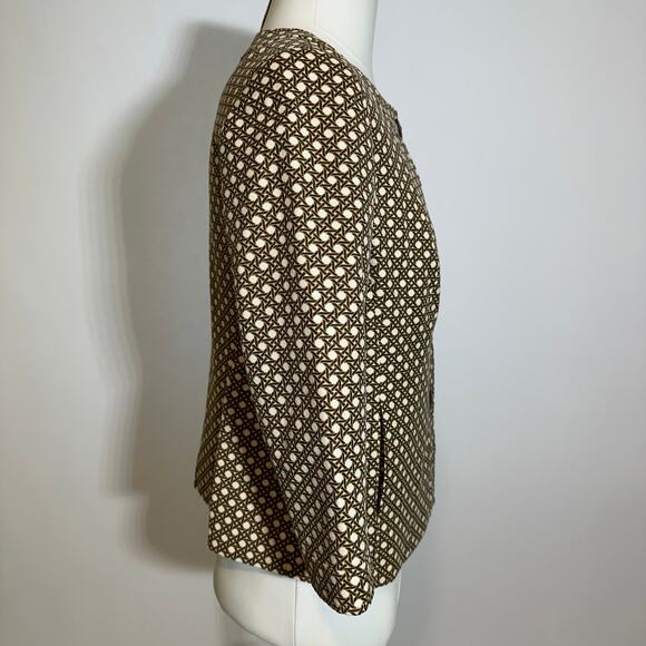 Talbots Brown Basketweave Lattice Pattern Blazer Jacket Womens Size 8 Petite 8P - Picture 3 of 11